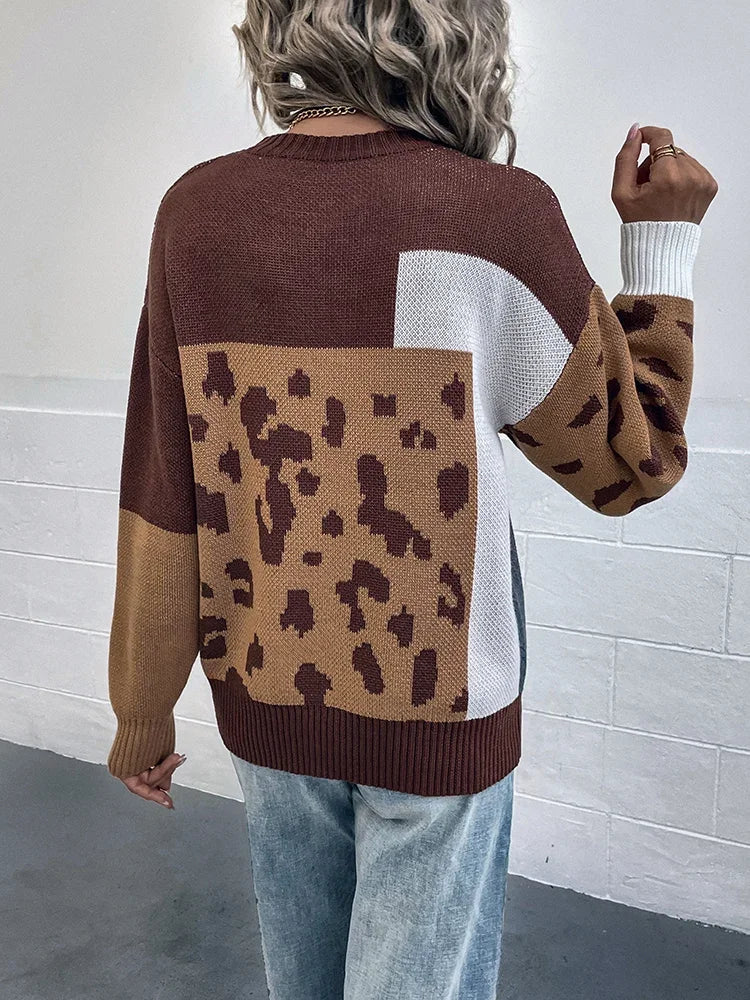 Le Clair™ | Pull Patchwork Léopard Vintage